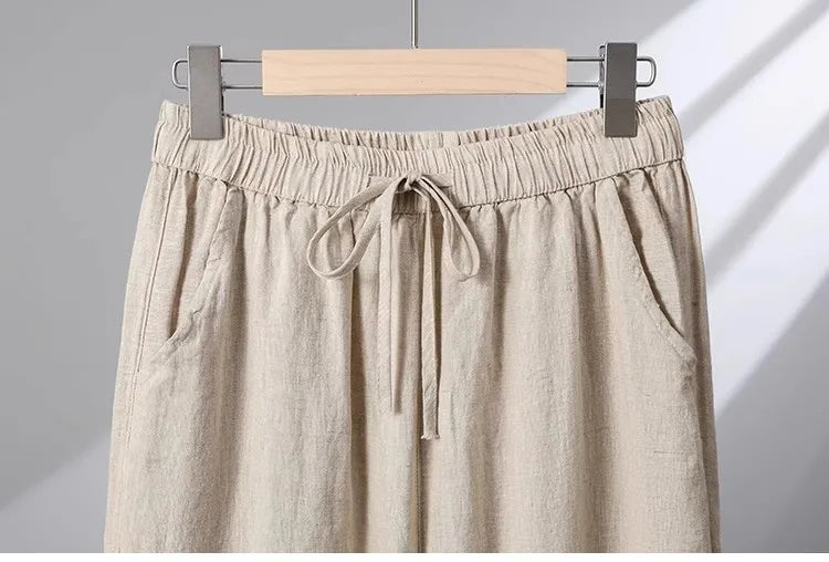 Plones informs de pierna ancha de lino y aodón para mujer, novedad de verano, estilo adeazante, hoados, rectos, ...