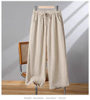Casual Cotton Linen Wide Leg Pants Women's Summer New Sle Slimming Loose Straight Tube Linen Nine Points Pants