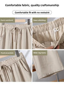 Casual Cotton Linen Wide Leg Pants Women's Summer New Sle Slimming Loose Straight Tube Linen Nine Points Pants