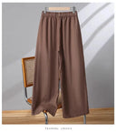 Casual Cotton Linen Wide Leg Pants Women's Summer New Sle Slimming Loose Straight Tube Linen Nine Points Pants