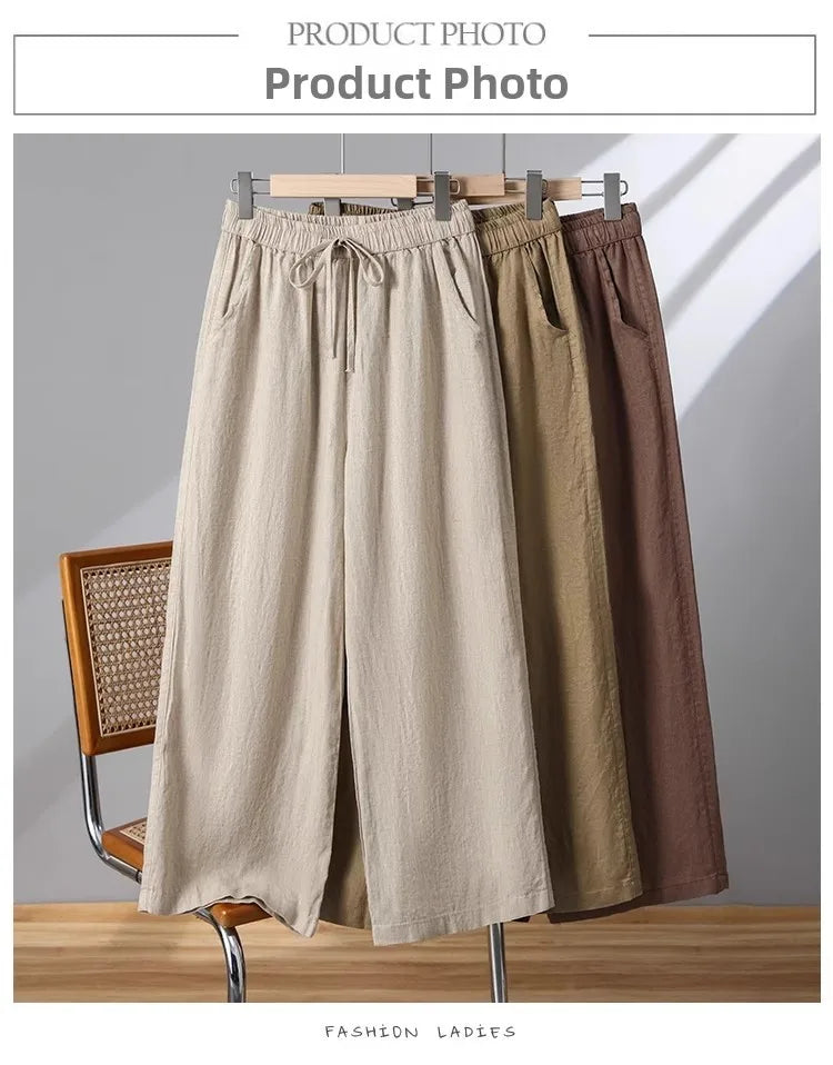 Plones informs de pierna ancha de lino y aodón para mujer, novedad de verano, estilo adeazante, hoados, rectos, ...