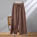 Casual Cotton Linen Wide Leg Pants Women's Summer New Sle Slimming Loose Straight Tube Linen Nine Points Pants