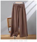 Casual Cotton Linen Wide Leg Pants Women's Summer New Sle Slimming Loose Straight Tube Linen Nine Points Pants