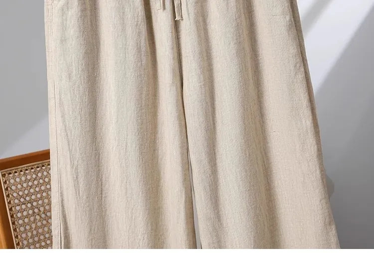 Plones informs de pierna ancha de lino y aodón para mujer, novedad de verano, estilo adeazante, hoados, rectos, ...