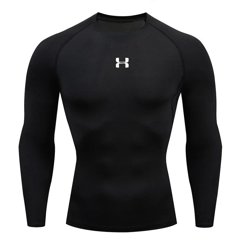 Camiseta de compresión para correr para hombre, camisetas deportivas de manga larga, sudadera para gimnasio y Fitness, chándal para correr, camisetas atléticas para hombre