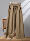 Casual Cotton Linen Wide Leg Pants Women's Summer New Sle Slimming Loose Straight Tube Linen Nine Points Pants
