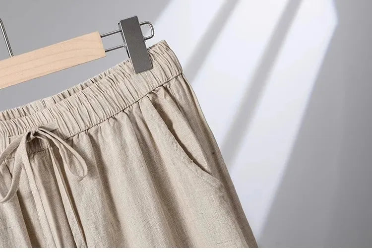 Plones informs de pierna ancha de lino y aodón para mujer, novedad de verano, estilo adeazante, hoados, rectos, ...