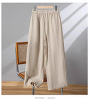 Casual Cotton Linen Wide Leg Pants Women's Summer New Sle Slimming Loose Straight Tube Linen Nine Points Pants