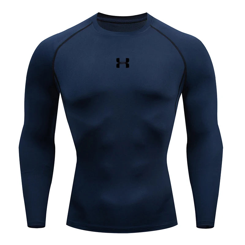 Camiseta de compresión para correr para hombre, camisetas deportivas de manga larga, sudadera para gimnasio y Fitness, chándal para correr, camisetas atléticas para hombre