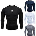 Camiseta de compresión para correr para hombre, camisetas deportivas de manga larga, sudadera para gimnasio y Fitness, chándal para correr, camisetas atléticas para hombre