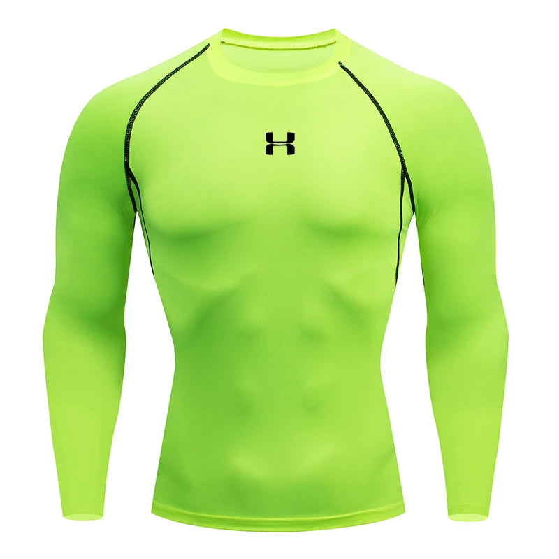Camiseta de compresión para correr para hombre, camisetas deportivas de manga larga, sudadera para gimnasio y Fitness, chándal para correr, camisetas atléticas para hombre