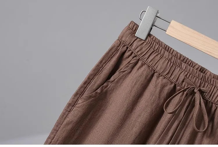 Plones informs de pierna ancha de lino y aodón para mujer, novedad de verano, estilo adeazante, hoados, rectos, ...