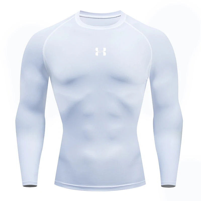 Camiseta de compresión para correr para hombre, camisetas deportivas de manga larga, sudadera para gimnasio y Fitness, chándal para correr, camisetas atléticas para hombre