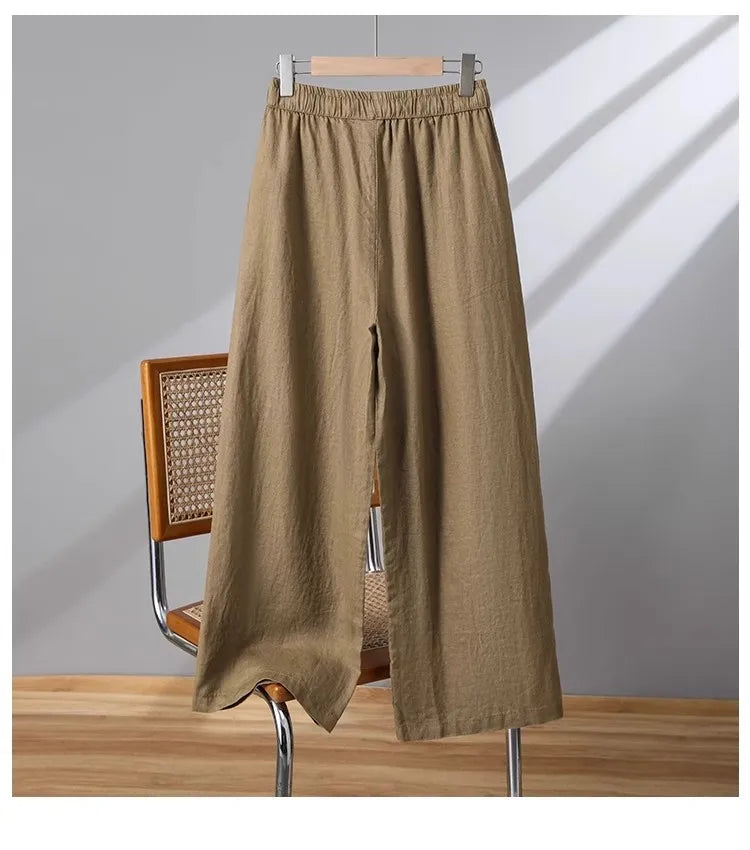 Plones informs de pierna ancha de lino y aodón para mujer, novedad de verano, estilo adeazante, hoados, rectos, ...