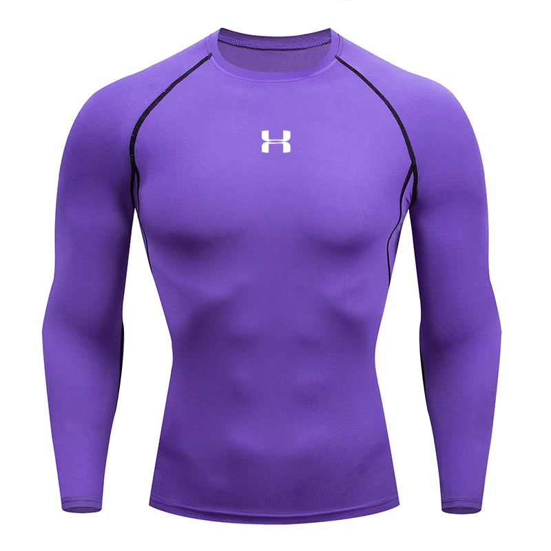 Camiseta de compresión para correr para hombre, camisetas deportivas de manga larga, sudadera para gimnasio y Fitness, chándal para correr, camisetas atléticas para hombre