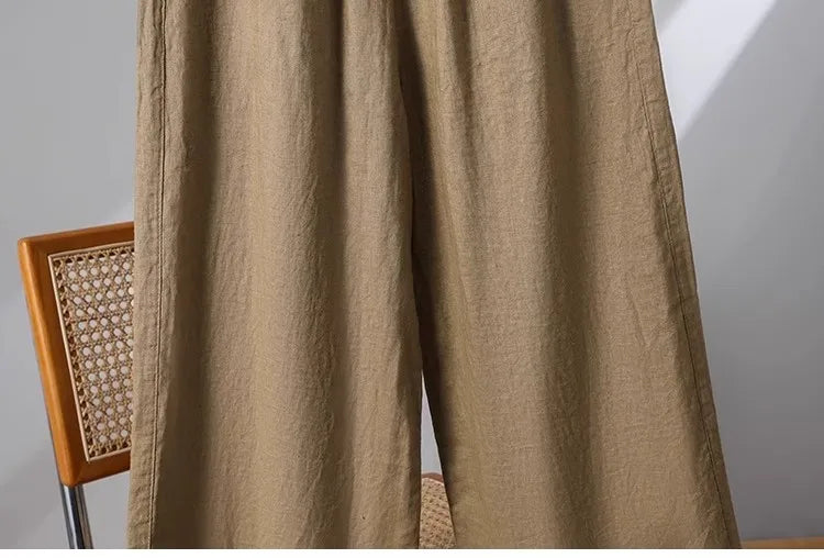 Plones informs de pierna ancha de lino y aodón para mujer, novedad de verano, estilo adeazante, hoados, rectos, ...