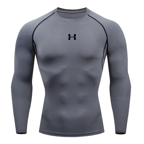 Camiseta de compresión para correr para hombre, camisetas deportivas de manga larga, sudadera para gimnasio y Fitness, chándal para correr, camisetas atléticas para hombre