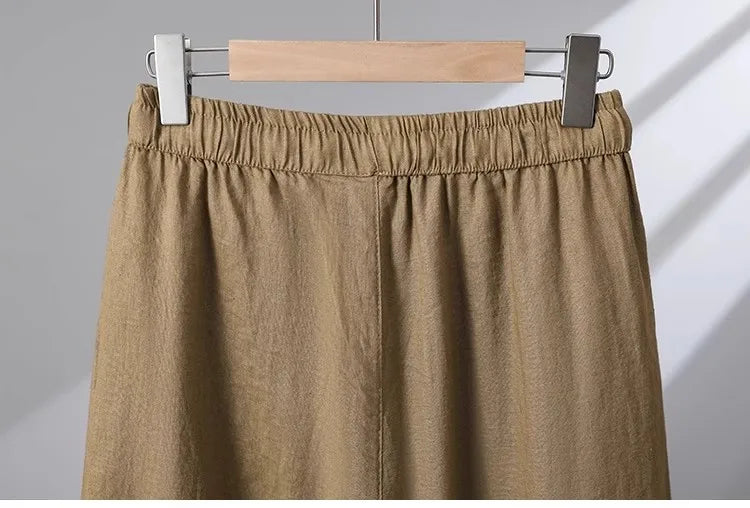 Plones informs de pierna ancha de lino y aodón para mujer, novedad de verano, estilo adeazante, hoados, rectos, ...
