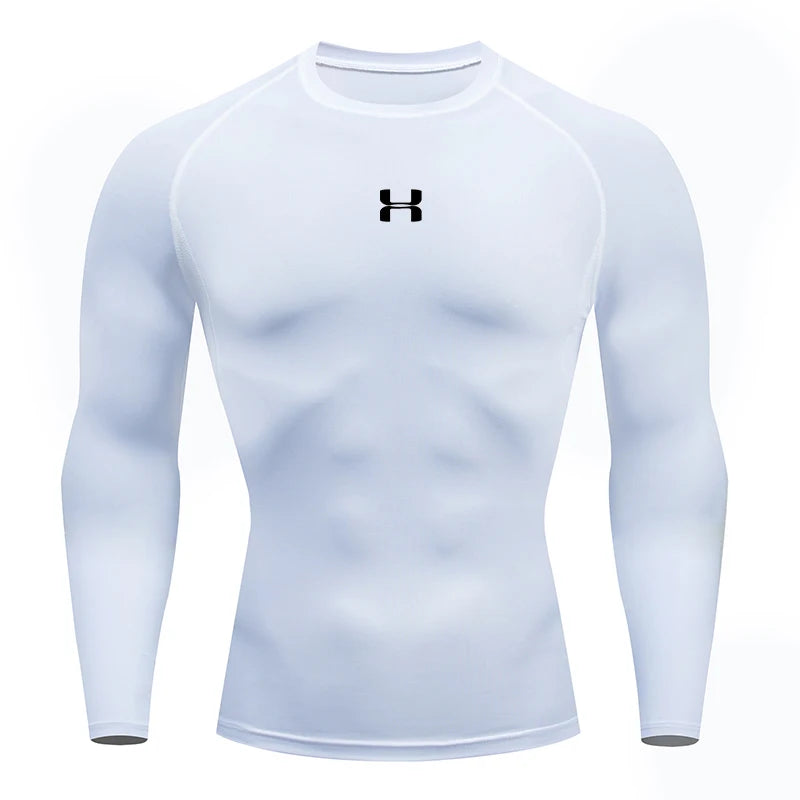 Camiseta de compresión para correr para hombre, camisetas deportivas de manga larga, sudadera para gimnasio y Fitness, chándal para correr, camisetas atléticas para hombre