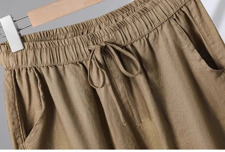 Plones informs de pierna ancha de lino y aodón para mujer, novedad de verano, estilo adeazante, hoados, rectos, ...
