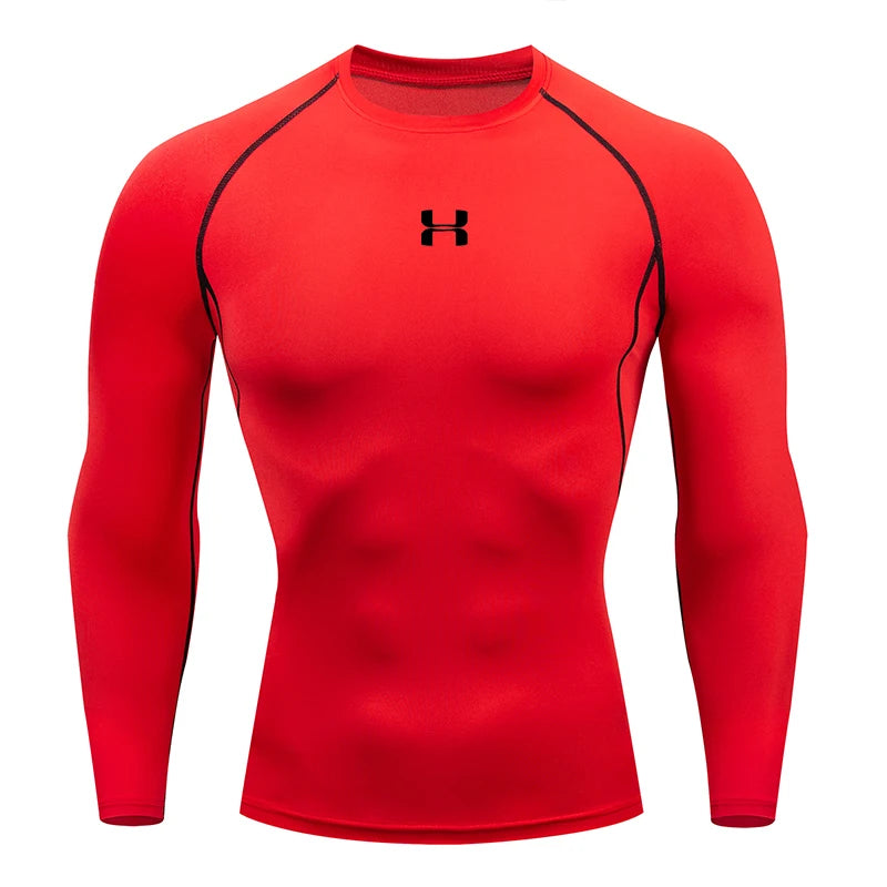 Camiseta de compresión para correr para hombre, camisetas deportivas de manga larga, sudadera para gimnasio y Fitness, chándal para correr, camisetas atléticas para hombre