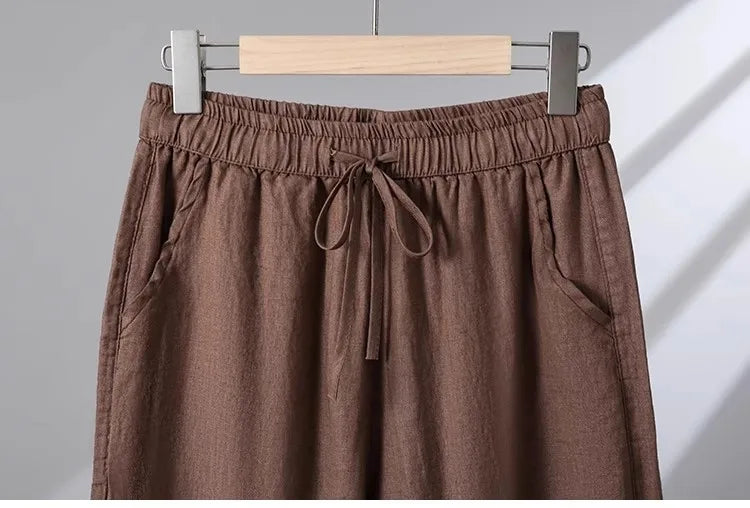 Plones informs de pierna ancha de lino y aodón para mujer, novedad de verano, estilo adeazante, hoados, rectos, ...