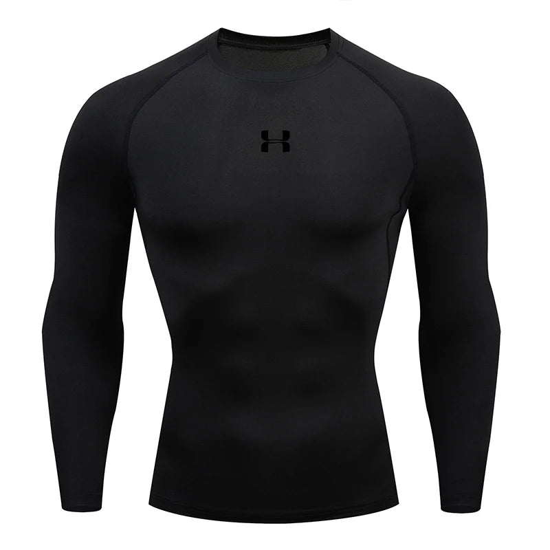 Camiseta de compresión para correr para hombre, camisetas deportivas de manga larga, sudadera para gimnasio y Fitness, chándal para correr, camisetas atléticas para hombre
