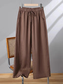 Casual Cotton Linen Wide Leg Pants Women's Summer New Sle Slimming Loose Straight Tube Linen Nine Points Pants