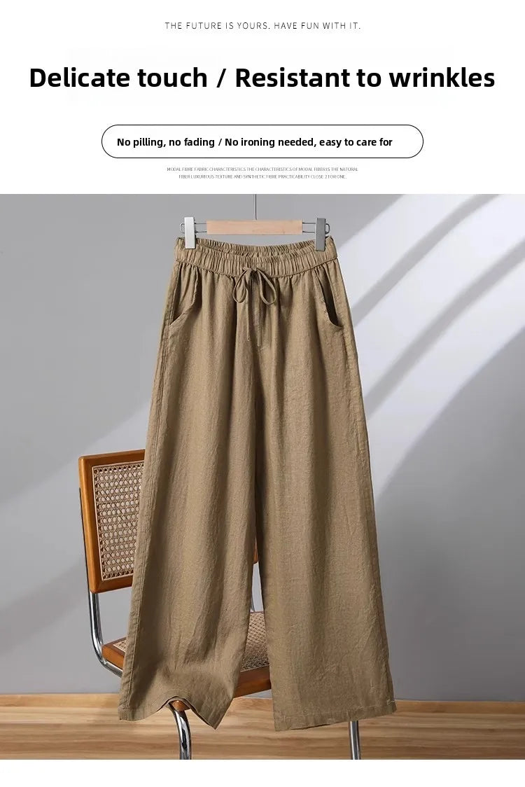 Plones informs de pierna ancha de lino y aodón para mujer, novedad de verano, estilo adeazante, hoados, rectos, ...